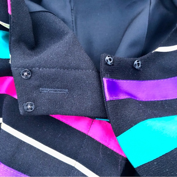 Vintage 80’s Maggy London Petites Striped Ribbon Cropped Blazer Sz. 6 - Picture 4 of 13